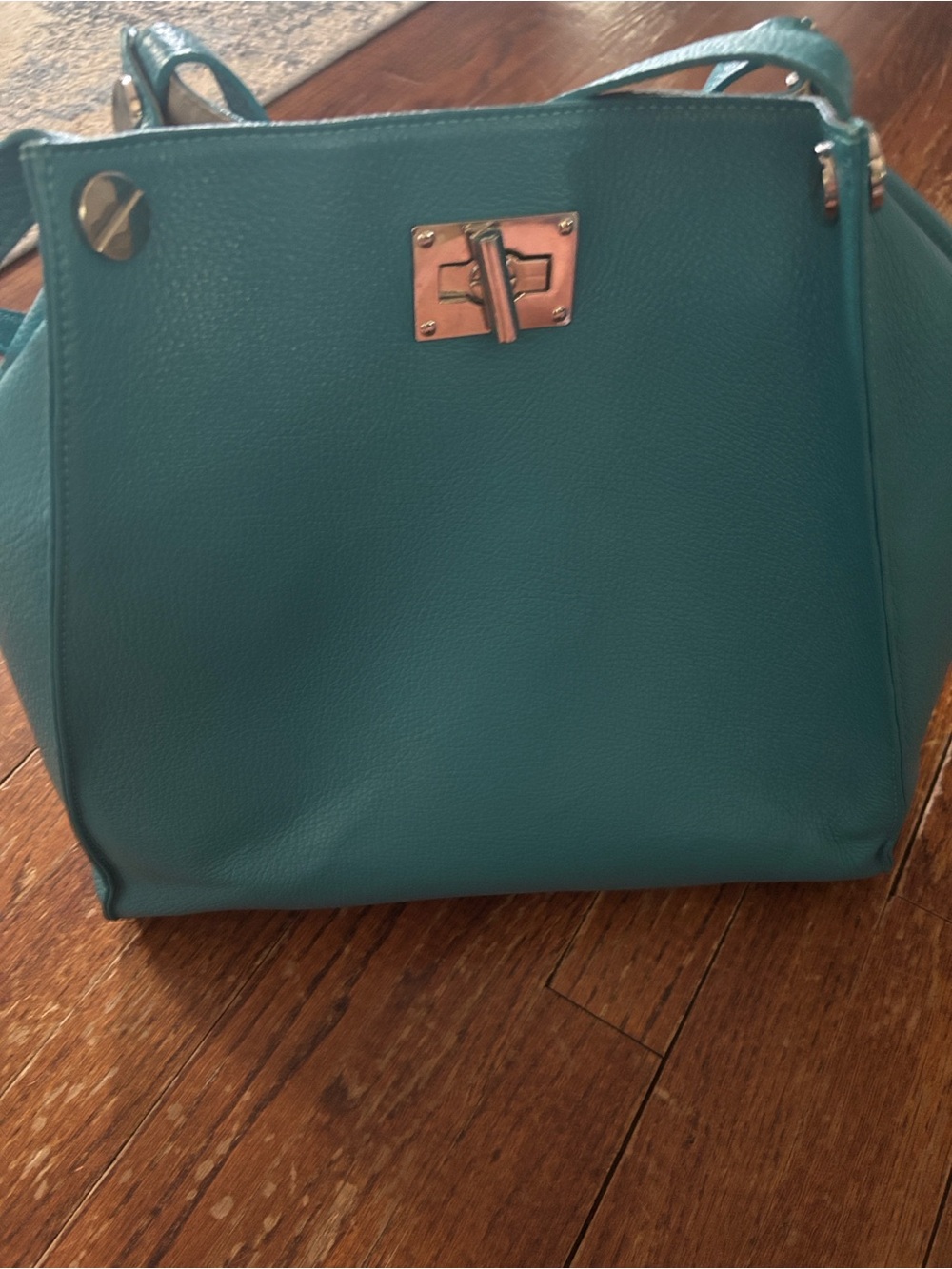 Vera Pelle Turquoise Leather Tote Bag - Women's Shoulder Bag